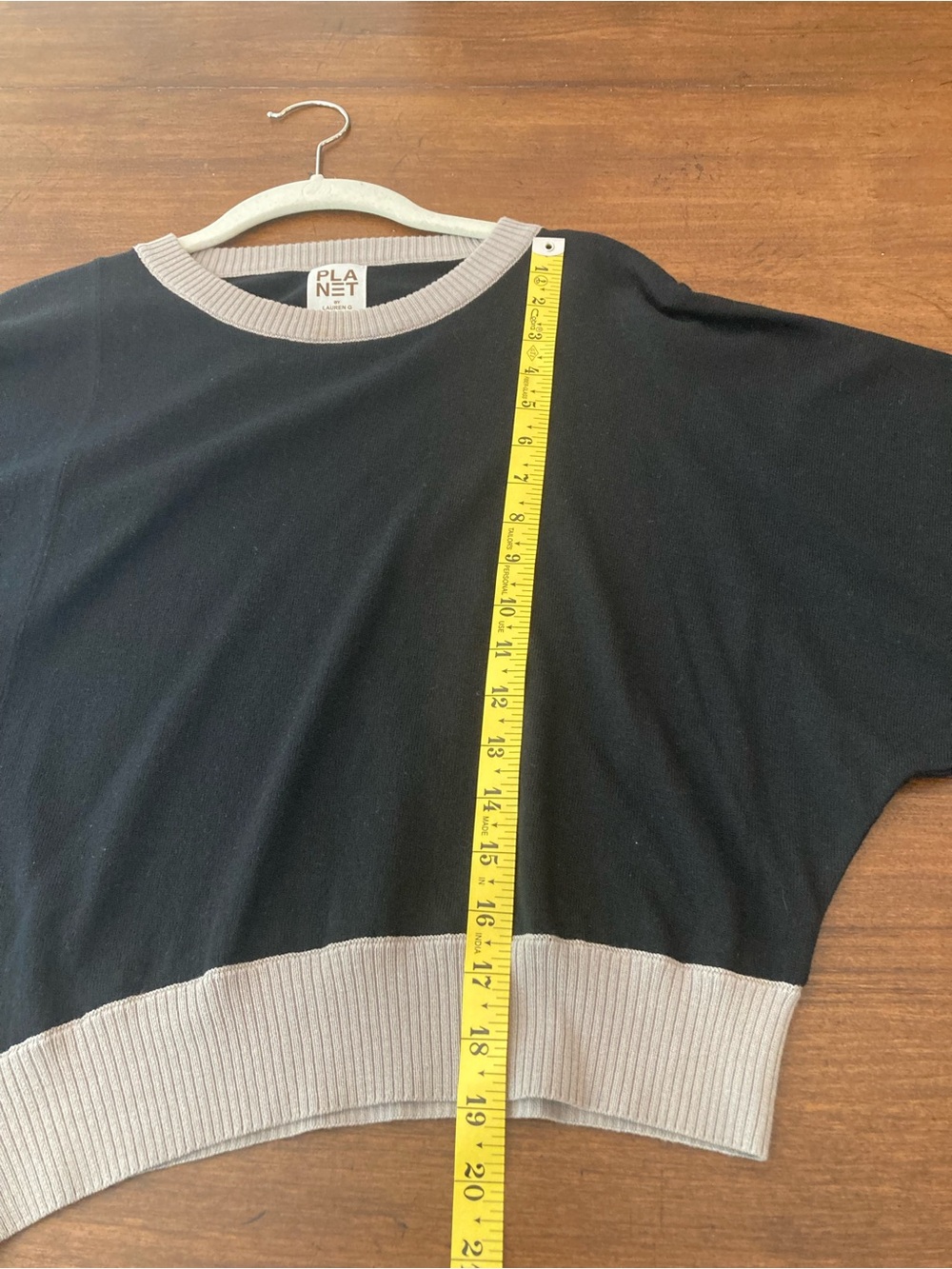 PLANET by Lauren G. Two-Tone Navy Crewneck Sweater - Picture 4 of 7